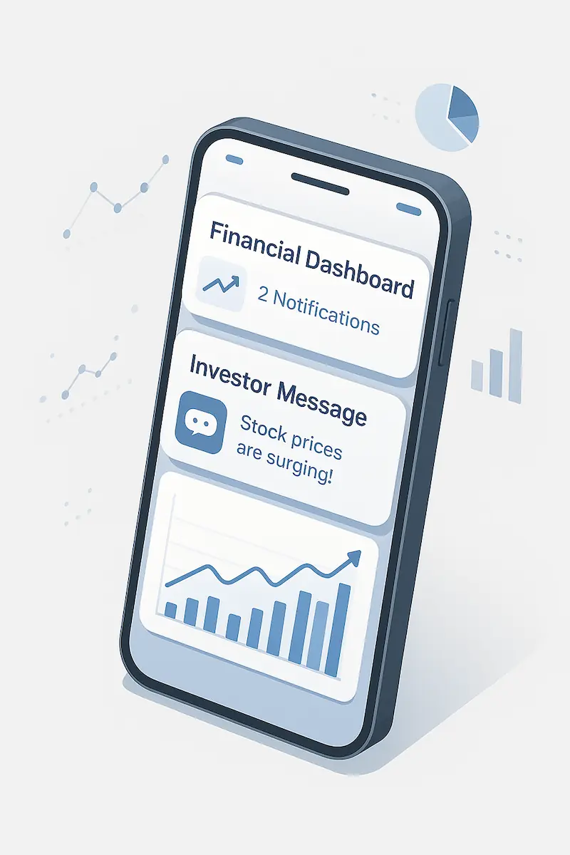text phone with investor messages